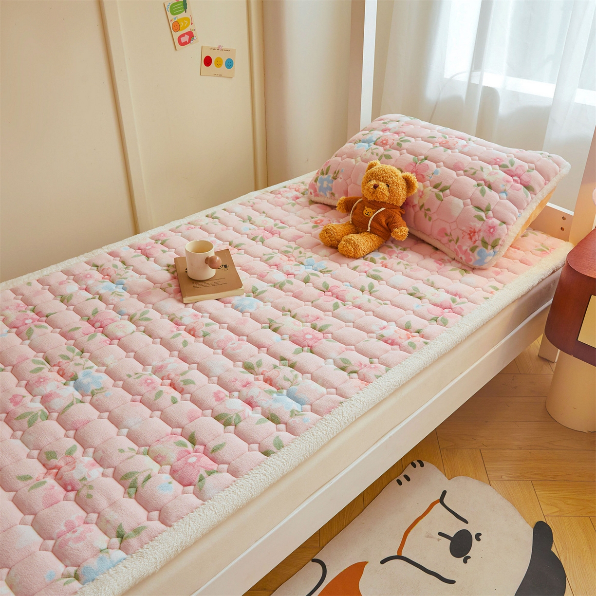 91家纺网 家纺一手货源 找家纺 雯豆家纺 【加厚款】2025新款牛奶绒床褥床垫学生宿舍床护垫子 牛奶绒床褥-莱茵【加厚款】