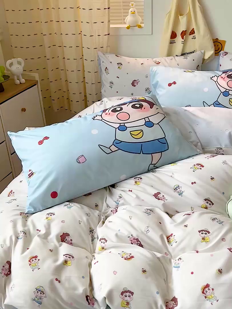 91家纺网 家纺一手货源 找家纺 海岛哥哥 2025新款105克软绵绵大版枕套四件套系列-大床图（有买家秀）小新的好友