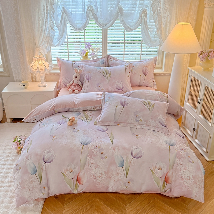 91家纺网 家纺一手货源 找家纺 （总）巧玲珑 2025新款100%数码印花生态AB版四件套