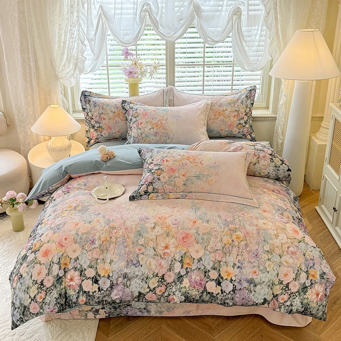 91家纺网 家纺一手货源 找家纺 （总）巧玲珑 2025新款100%数码印花生态AB版四件套