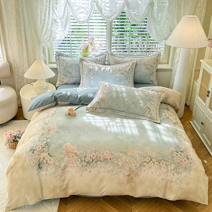 91家纺网 家纺一手货源 找家纺 （总）巧玲珑 2025新款100%数码印花生态AB版四件套