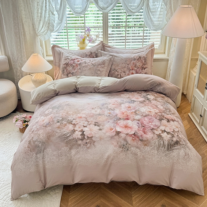 91家纺网 家纺一手货源 找家纺 （总）巧玲珑 2025新款100%数码印花生态AB版四件套