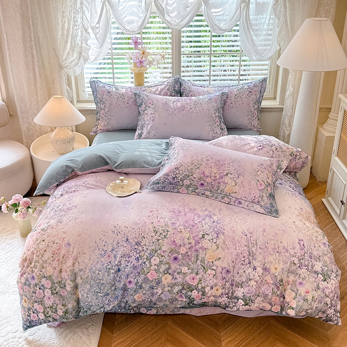 91家纺网 家纺一手货源 找家纺 （总）巧玲珑 2025新款100%数码印花生态AB版四件套