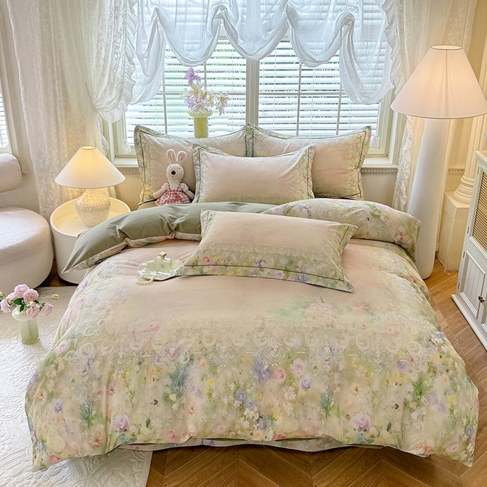 91家纺网 家纺一手货源 找家纺 （总）巧玲珑 2025新款100%数码印花生态AB版四件套