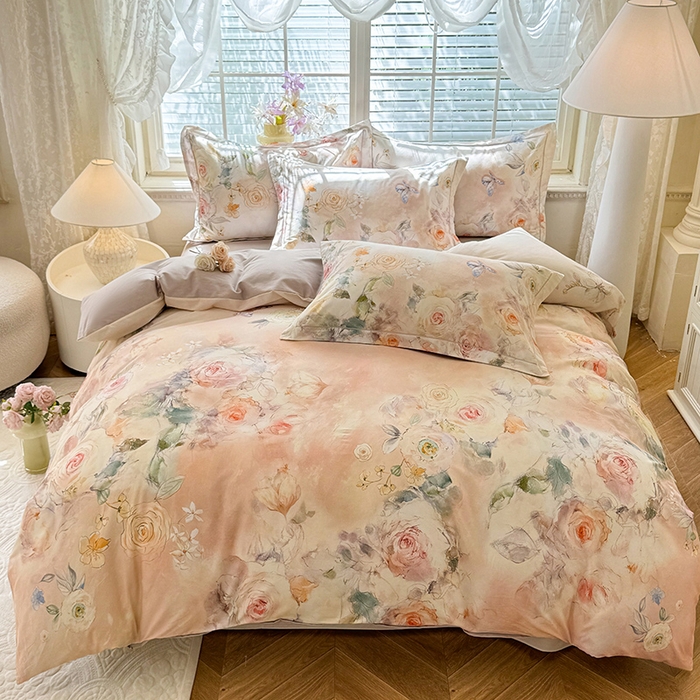 91家纺网 家纺一手货源 找家纺 （总）巧玲珑 2025新款100%数码印花生态AB版四件套