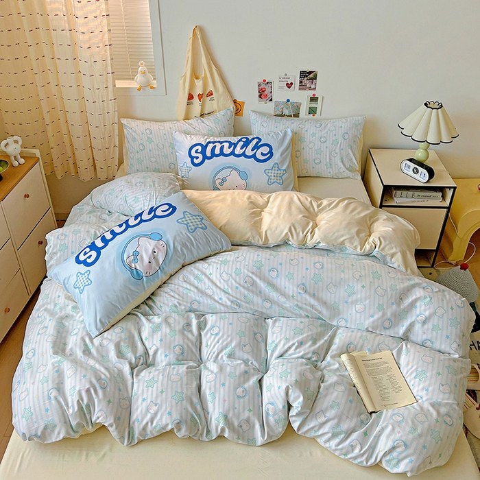 海岛哥哥 2025新款105克软绵绵大版枕套四件套系列-大床图（有买家秀）星星凯蒂蓝