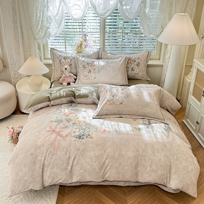 91家纺网 家纺一手货源 找家纺 （总）巧玲珑 2025新款100%数码印花生态AB版四件套