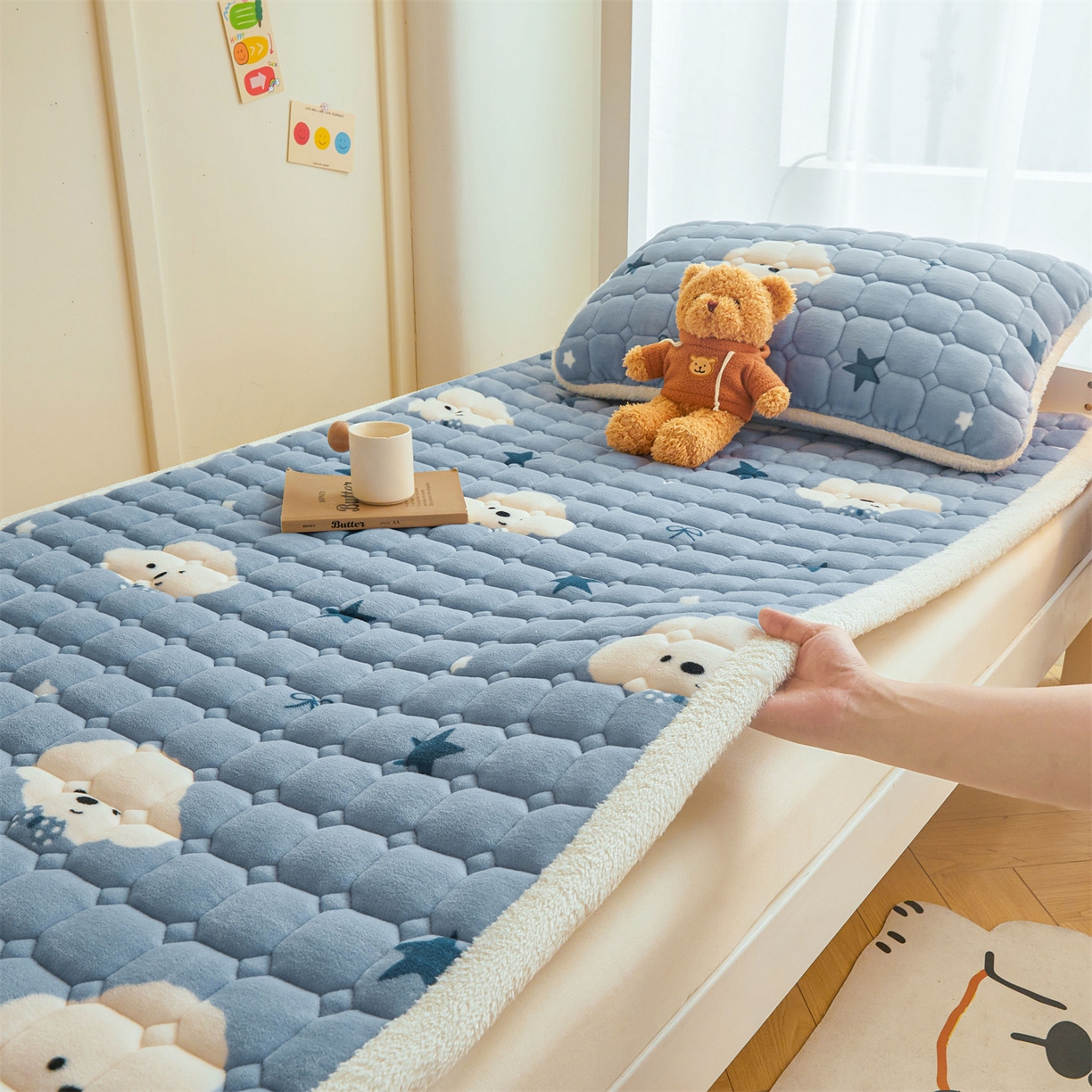 雯豆家纺 【加厚款】2025新款牛奶绒床褥床垫学生宿舍床护垫子 牛奶绒床褥-星空小狗【加厚款】