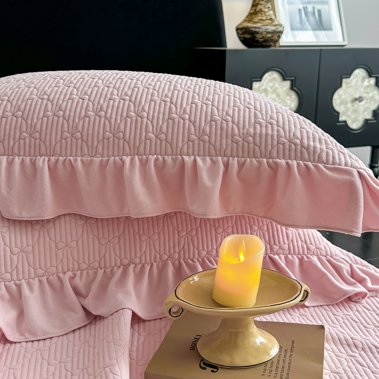 91家纺网 家纺一手货源 找家纺 手艺人家纺 2025新款高克重韩国绒三件套 HS-粉色