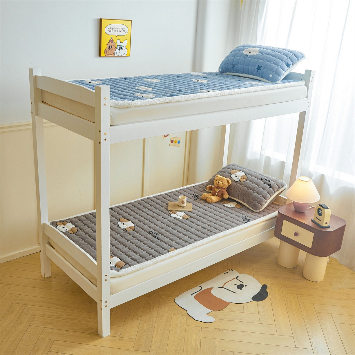 91家纺网 家纺一手货源 找家纺 雯豆家纺 【加厚款】2025新款牛奶绒床褥床垫学生宿舍床护垫子 牛奶绒床褥-阳光狗【加厚款】