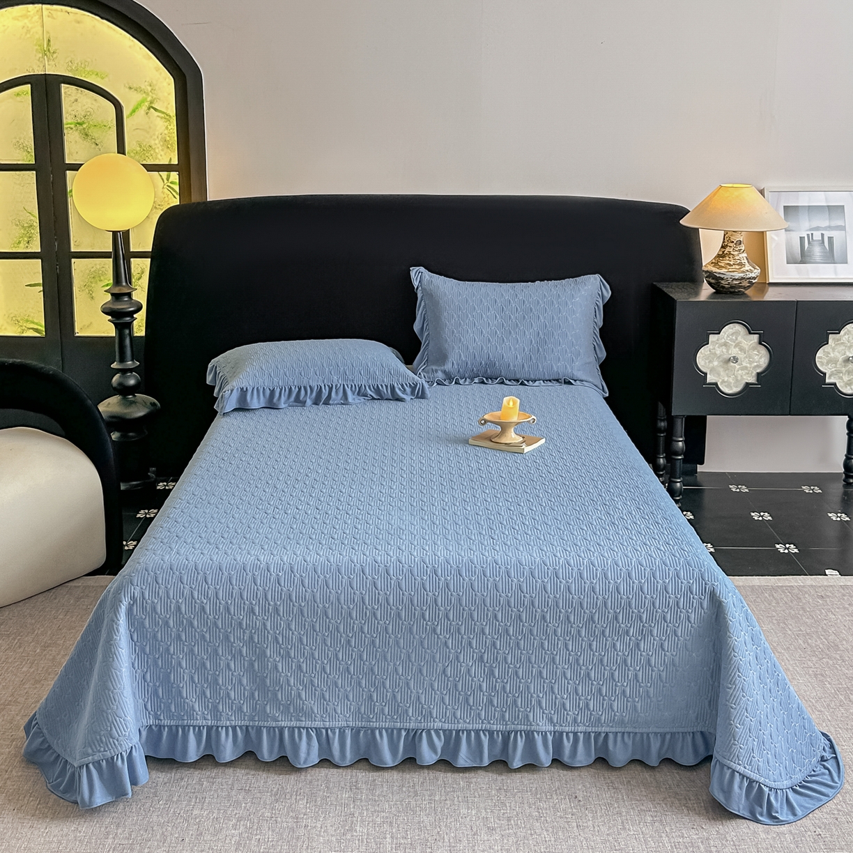 手艺人家纺 2025新款高克重韩国绒三件套 HS蓝色