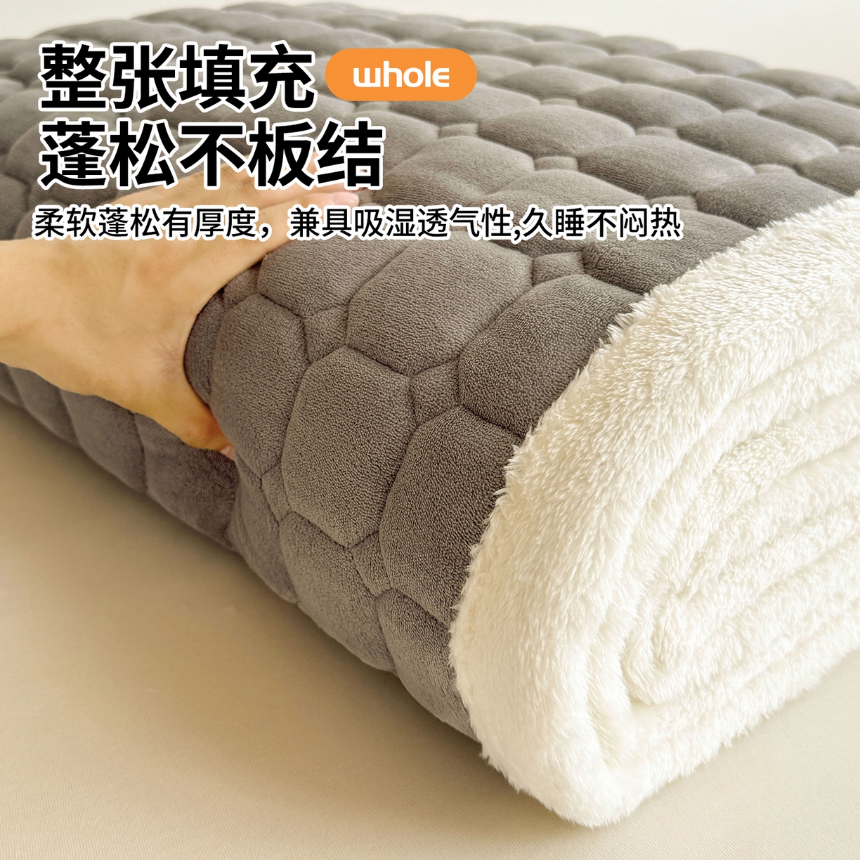 91家纺网 家纺一手货源 找家纺 雯豆家纺 【加厚款】2025新款牛奶绒床褥纯色学生宿舍床垫子 牛奶绒床褥-深空灰【加厚款】