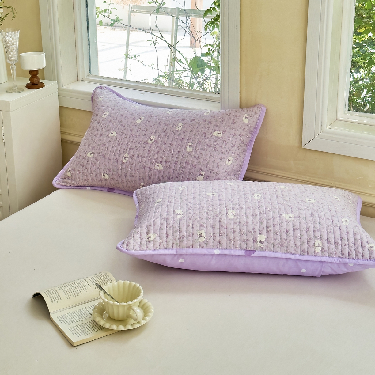 91家纺网 家纺一手货源 找家纺 暖萌 2025新款A类双棉100%全棉13372印花床盖系列 摩伊