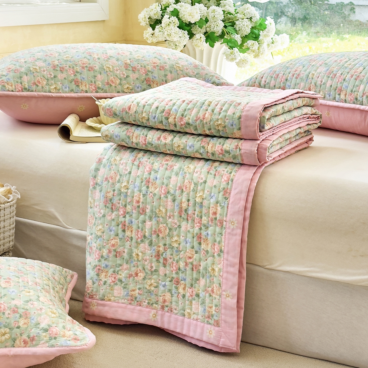 91家纺网 家纺一手货源 找家纺 （总）暖萌 2025新款A类双棉100%全棉13372印花床盖系列