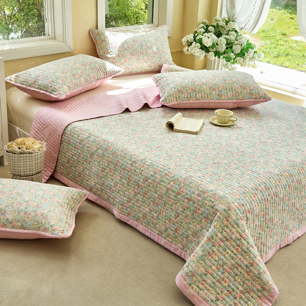 91家纺网 家纺一手货源 找家纺 （总）暖萌 2025新款A类双棉100%全棉13372印花床盖系列