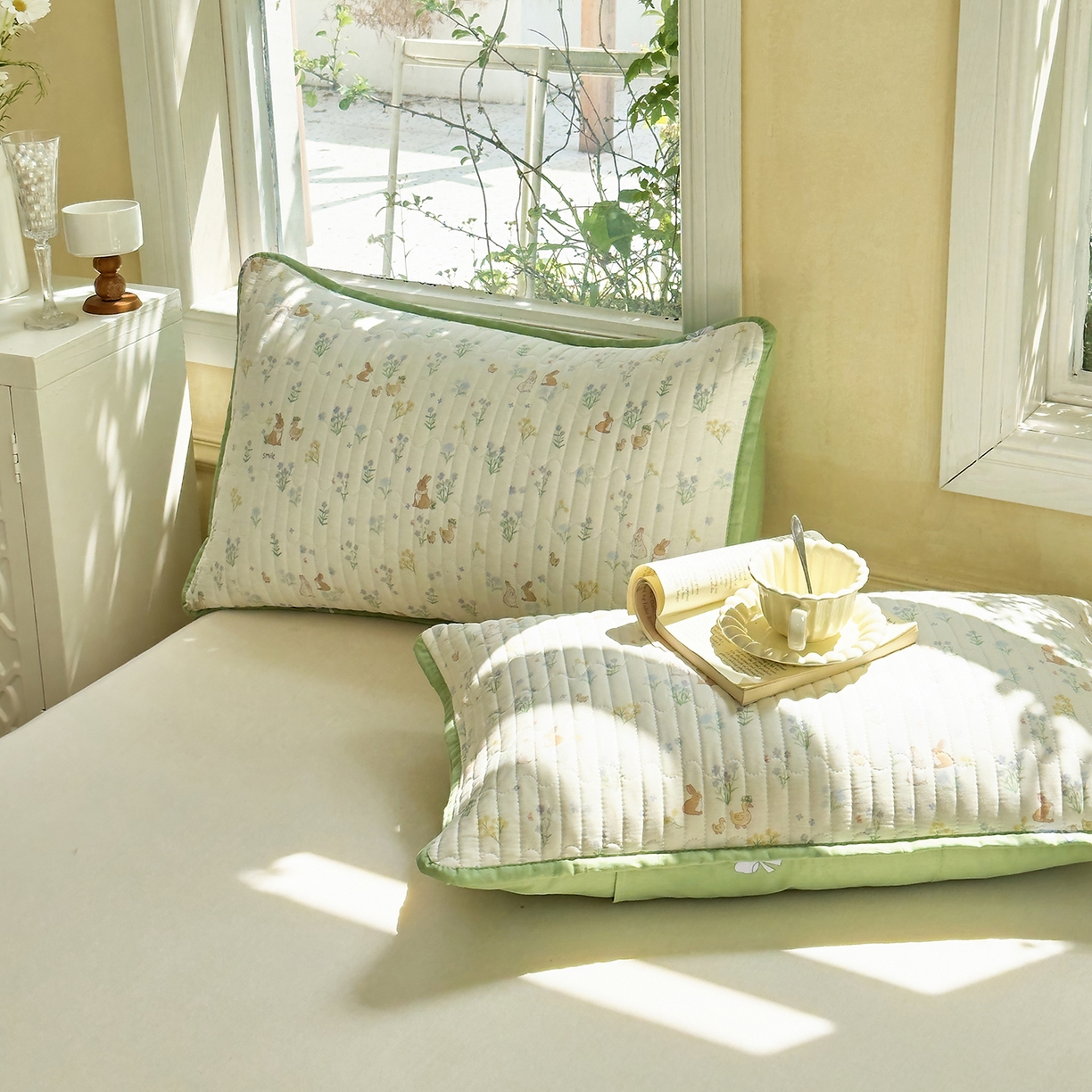 91家纺网 家纺一手货源 找家纺 暖萌 2025新款A类双棉100%全棉13372印花床盖系列 春日奇迹