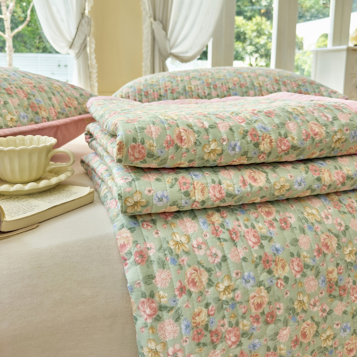 91家纺网 家纺一手货源 找家纺 （总）暖萌 2025新款A类双棉100%全棉13372印花床盖系列