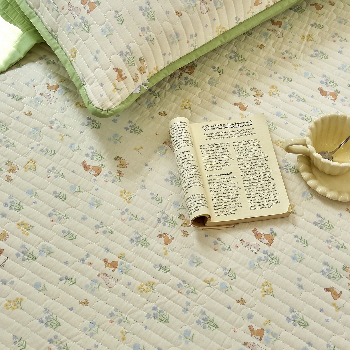 91家纺网 家纺一手货源 找家纺 暖萌 2025新款A类双棉100%全棉13372印花床盖系列 春日奇迹