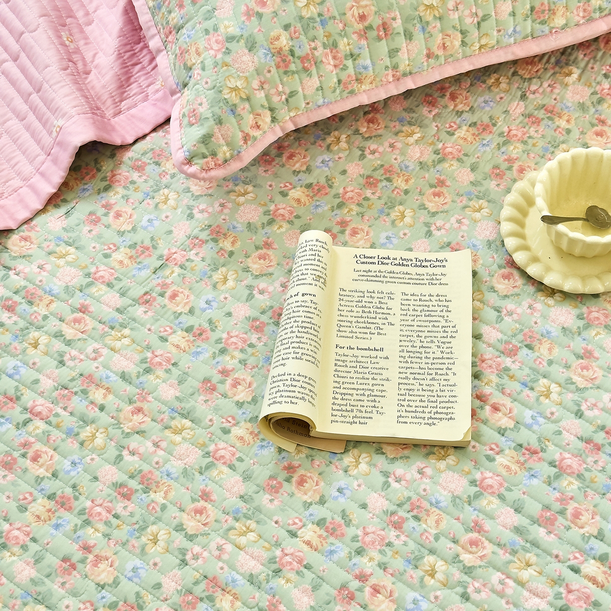 91家纺网 家纺一手货源 找家纺 暖萌 2025新款A类双棉100%全棉13372印花床盖系列 柏林梦境-绿