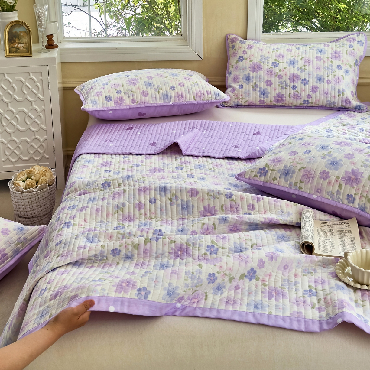 91家纺网 家纺一手货源 找家纺 暖萌 2025新款A类双棉100%全棉13372印花床盖系列 七彩炫舞