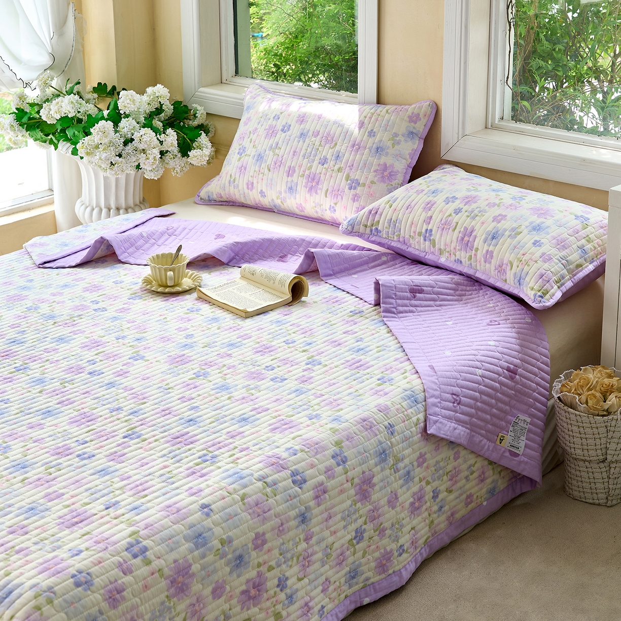 91家纺网 家纺一手货源 找家纺 暖萌 2025新款A类双棉100%全棉13372印花床盖系列 七彩炫舞