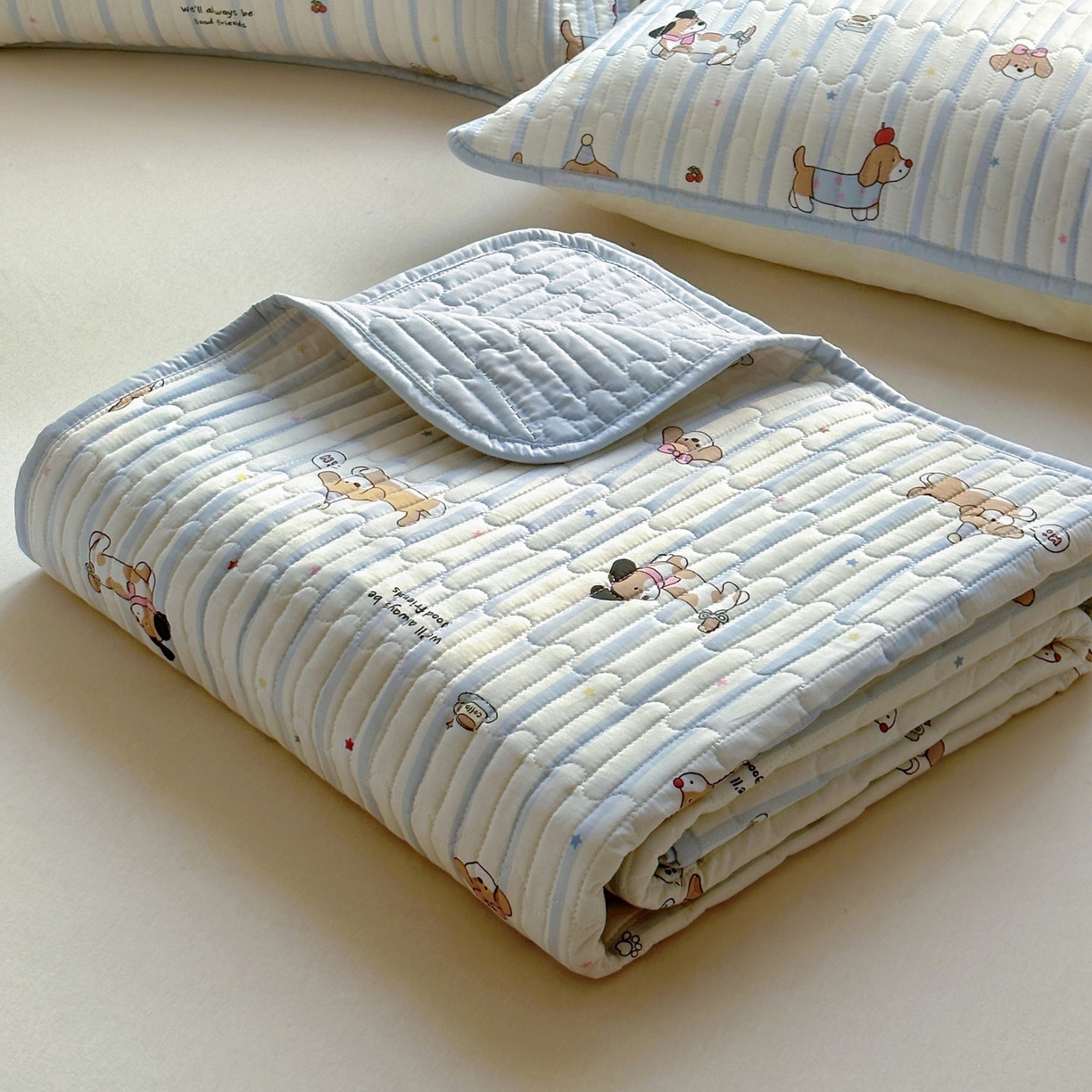 91家纺网 家纺一手货源 找家纺 （总）暖萌 2025新款A类全棉棉花床盖印花系列三件套