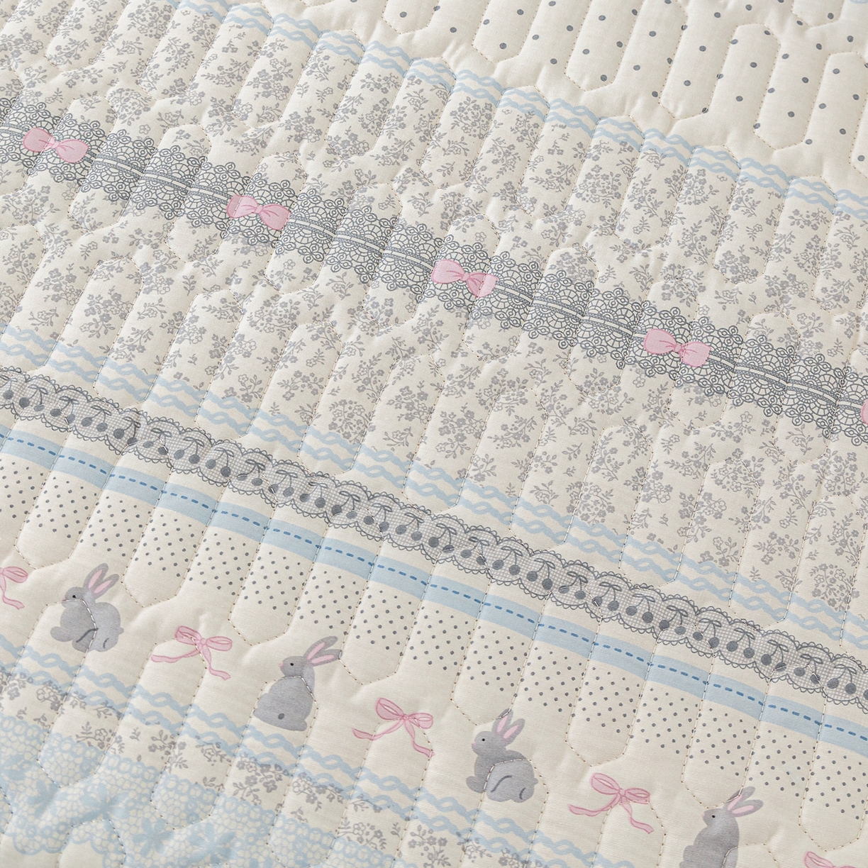 91家纺网 家纺一手货源 找家纺 美优兰 2025新款全棉防滑榻榻米炕垫纯棉床盖三件套 蓝汐