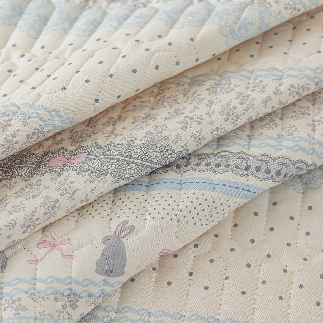 91家纺网 家纺一手货源 找家纺 美优兰 2025新款全棉防滑榻榻米炕垫纯棉床盖三件套 蓝汐