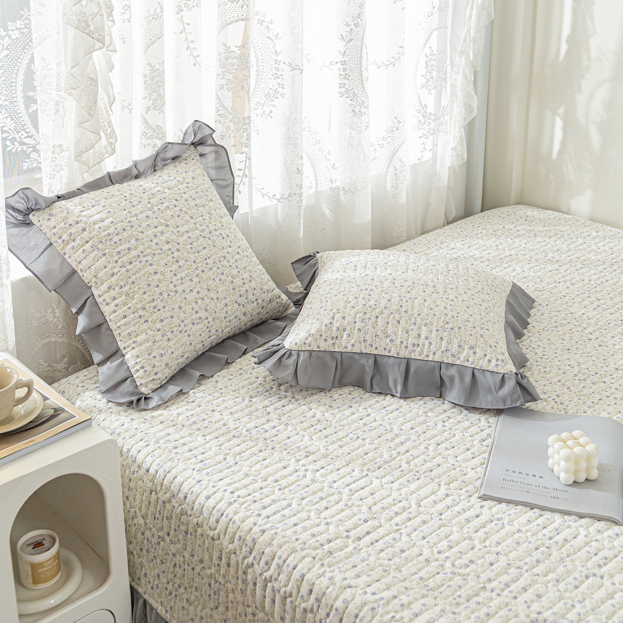 91家纺网 家纺一手货源 找家纺 美优兰 2025新款全棉防滑榻榻米炕垫纯棉床盖三件套 满天星