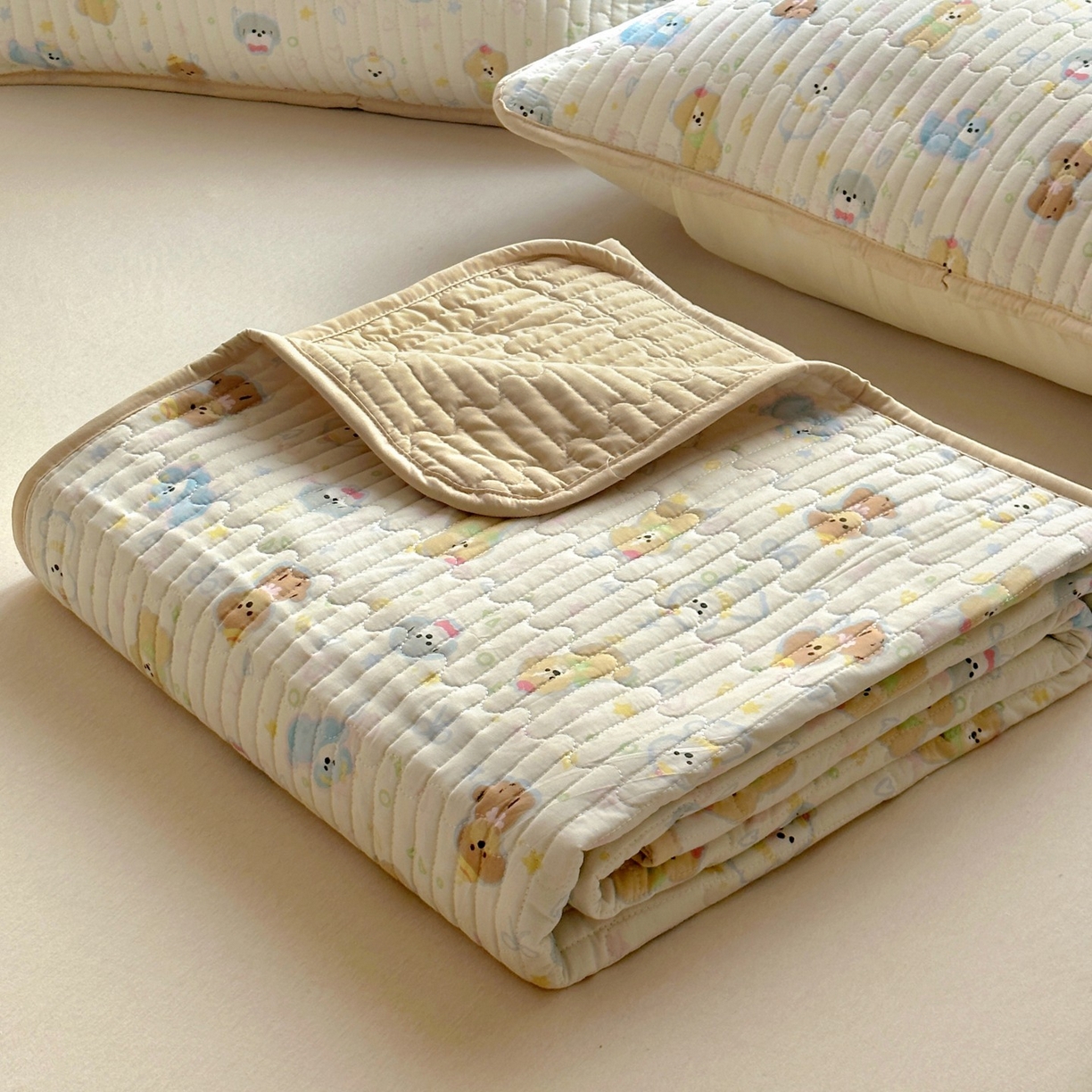 91家纺网 家纺一手货源 找家纺 （总）暖萌 2025新款A类全棉棉花床盖印花系列三件套