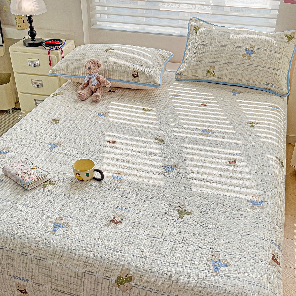 91家纺网 家纺一手货源 找家纺 （总）暖萌 2025新款A类全棉棉花床盖印花系列三件套