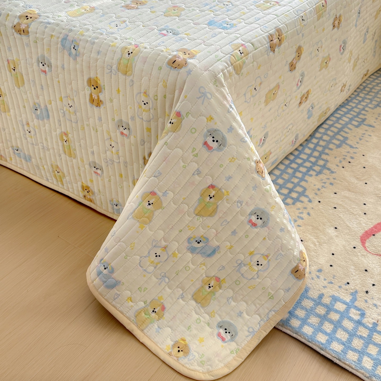 91家纺网 家纺一手货源 找家纺 暖萌 2025新款A类全棉棉花床盖印花系列三件套 童趣绘彩