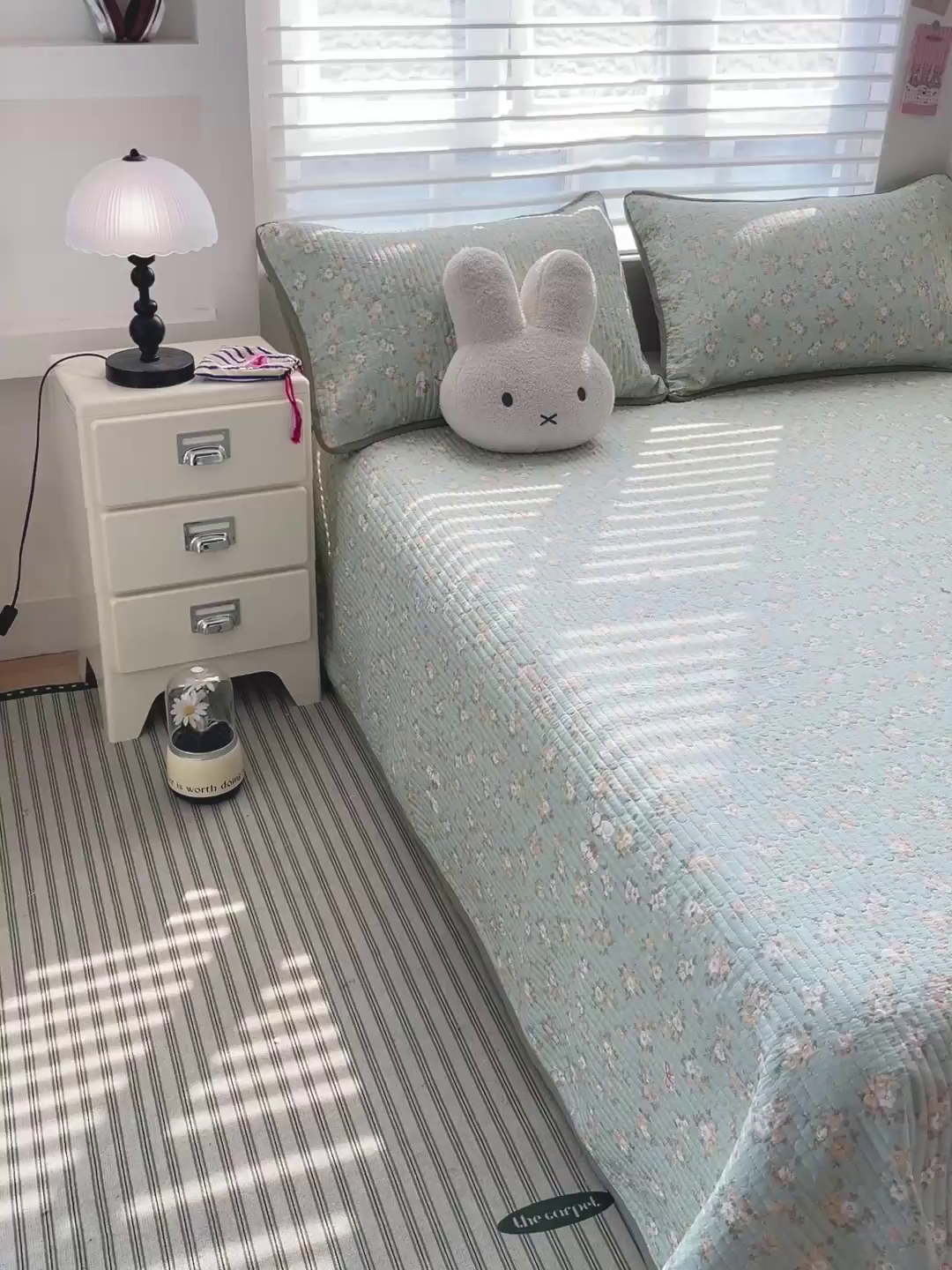 91家纺网 家纺一手货源 找家纺 暖萌 2025新款A类全棉棉花床盖印花系列三件套 花蜜-绿