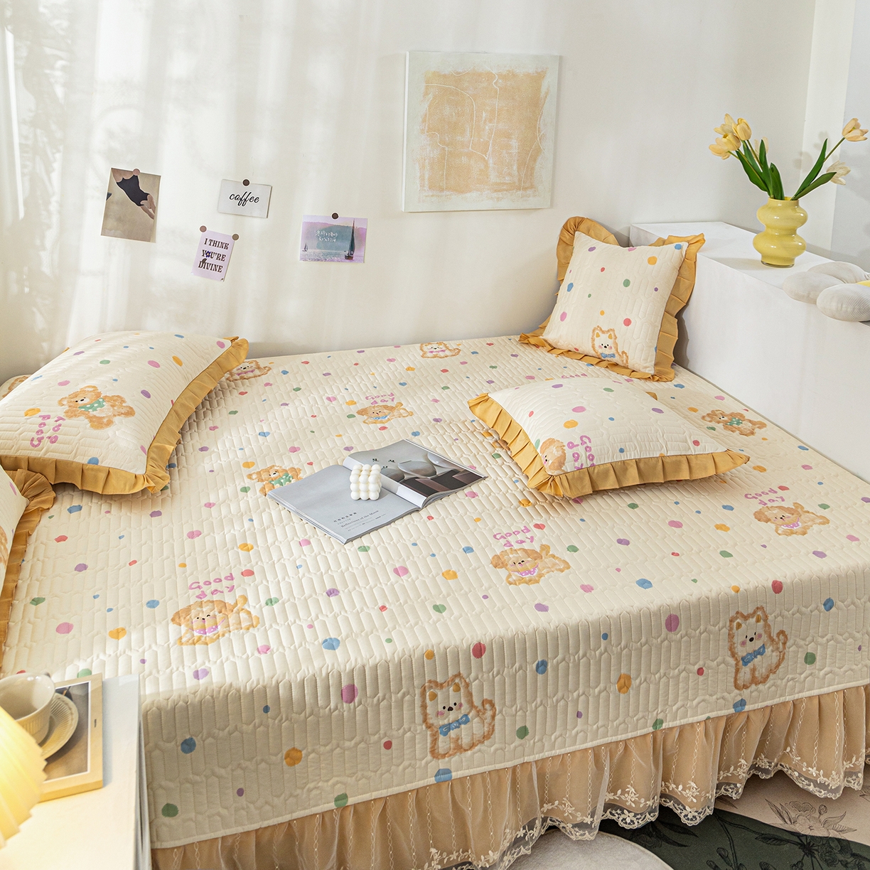 91家纺网 家纺一手货源 找家纺 美优兰 2025新款全棉防滑榻榻米炕垫纯棉床盖三件套 哈基米