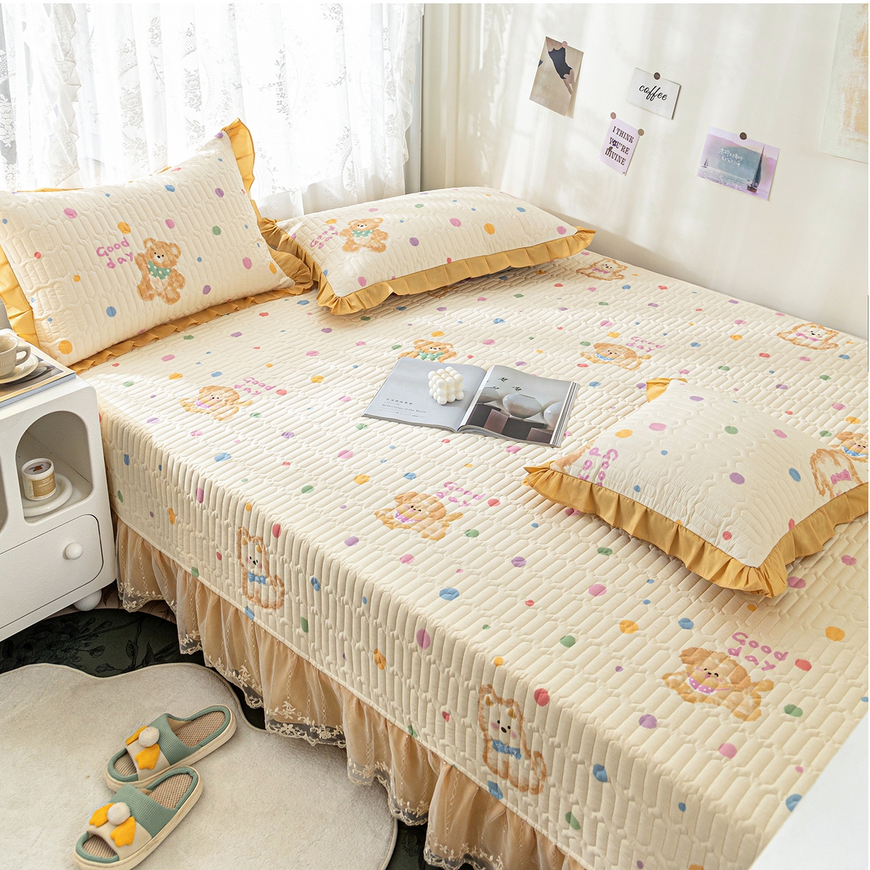 91家纺网 家纺一手货源 找家纺 美优兰 2025新款全棉防滑榻榻米炕垫纯棉床盖三件套 哈基米