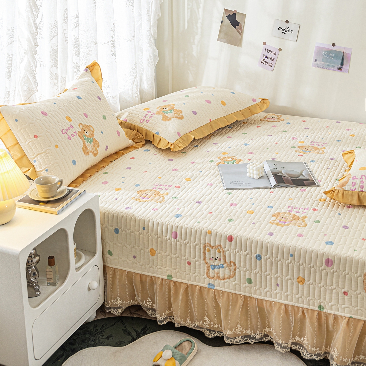 91家纺网 家纺一手货源 找家纺 美优兰 2025新款全棉防滑榻榻米炕垫纯棉床盖三件套 哈基米