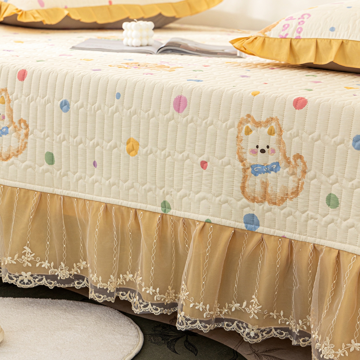 91家纺网 家纺一手货源 找家纺 美优兰 2025新款全棉防滑榻榻米炕垫纯棉床盖三件套 哈基米