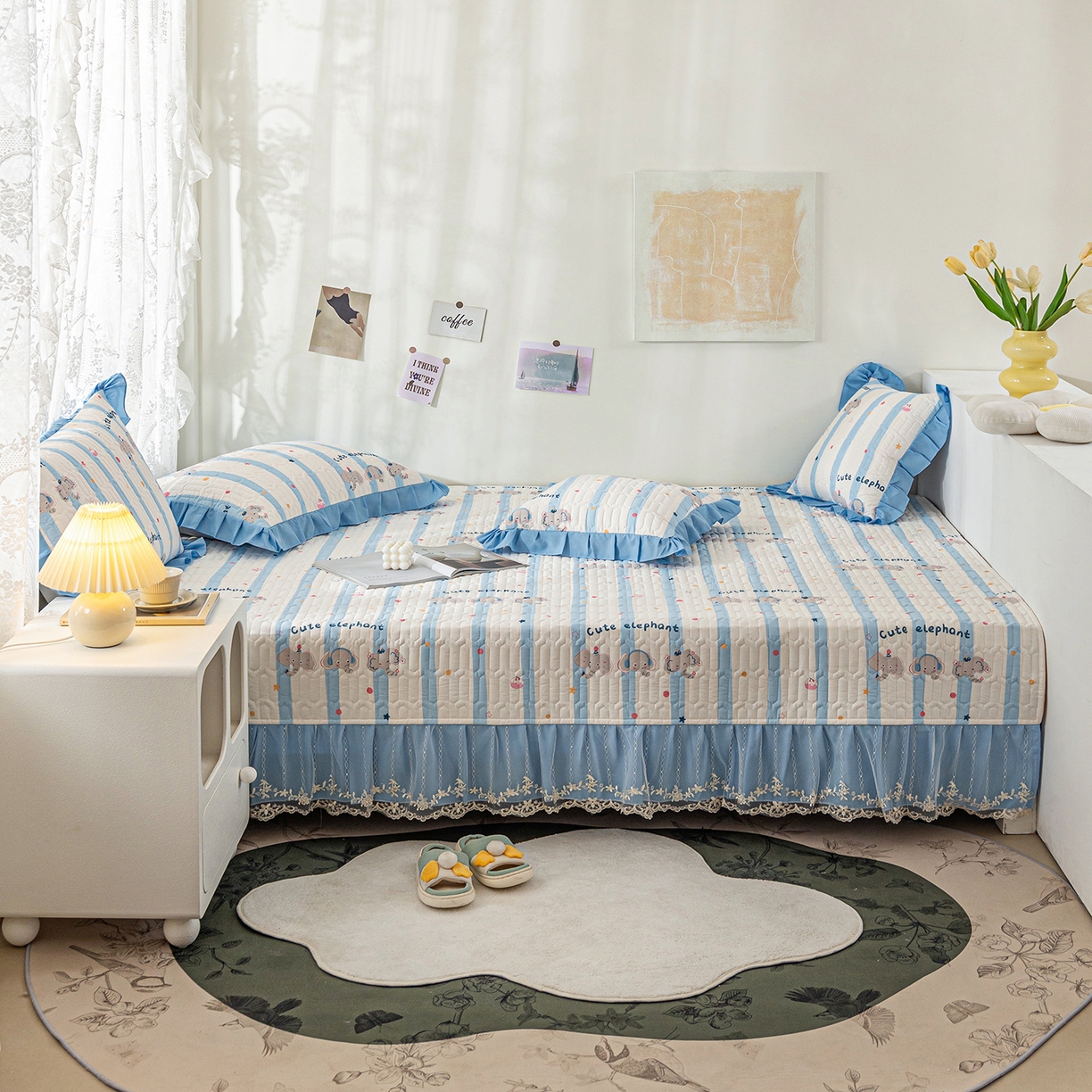 91家纺网 家纺一手货源 找家纺 美优兰 2025新款全棉防滑榻榻米炕垫纯棉床盖三件套 米洛