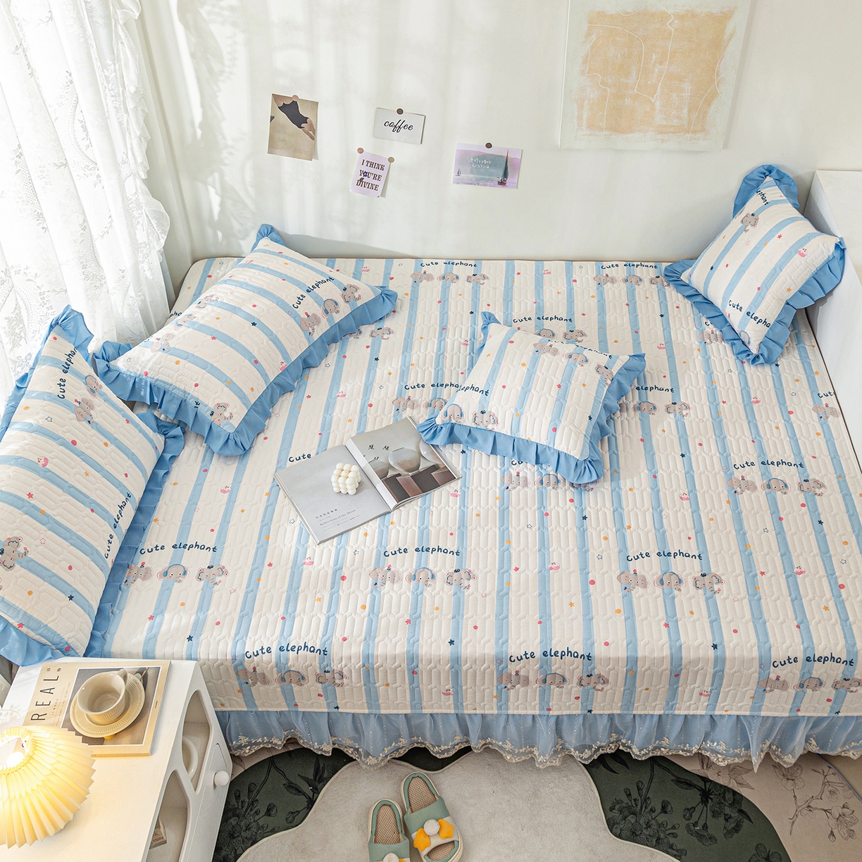 91家纺网 家纺一手货源 找家纺 美优兰 2025新款全棉防滑榻榻米炕垫纯棉床盖三件套 米洛