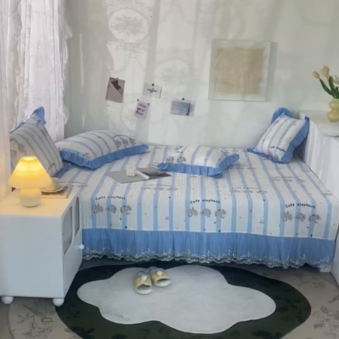 91家纺网 家纺一手货源 找家纺 美优兰 2025新款全棉防滑榻榻米炕垫纯棉床盖三件套 米洛