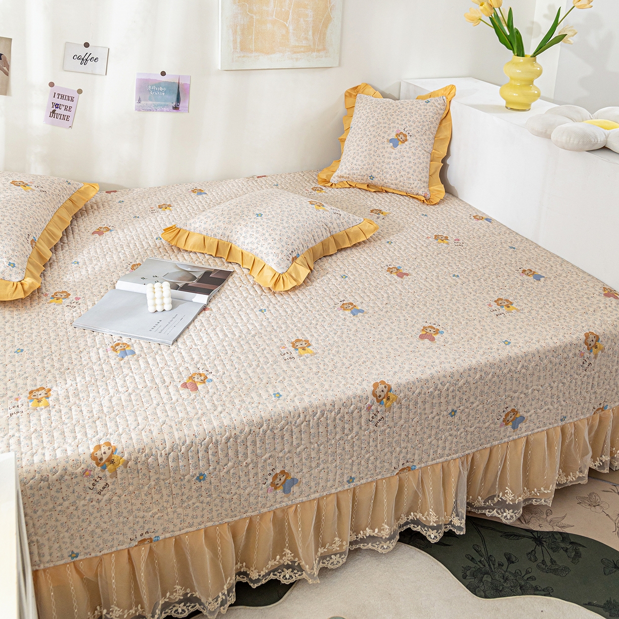 91家纺网 家纺一手货源 找家纺 美优兰 2025新款全棉防滑榻榻米炕垫纯棉床盖三件套 辛巴