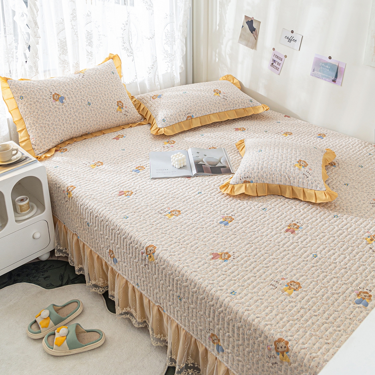 91家纺网 家纺一手货源 找家纺 美优兰 2025新款全棉防滑榻榻米炕垫纯棉床盖三件套 辛巴,辛巴