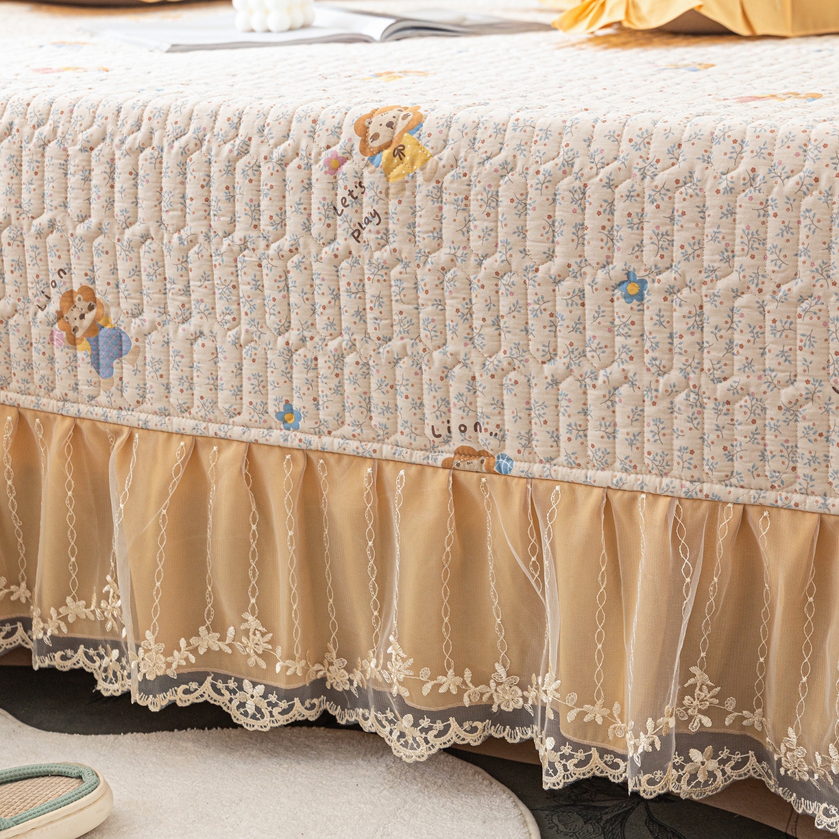 91家纺网 家纺一手货源 找家纺 美优兰 2025新款全棉防滑榻榻米炕垫纯棉床盖三件套 辛巴