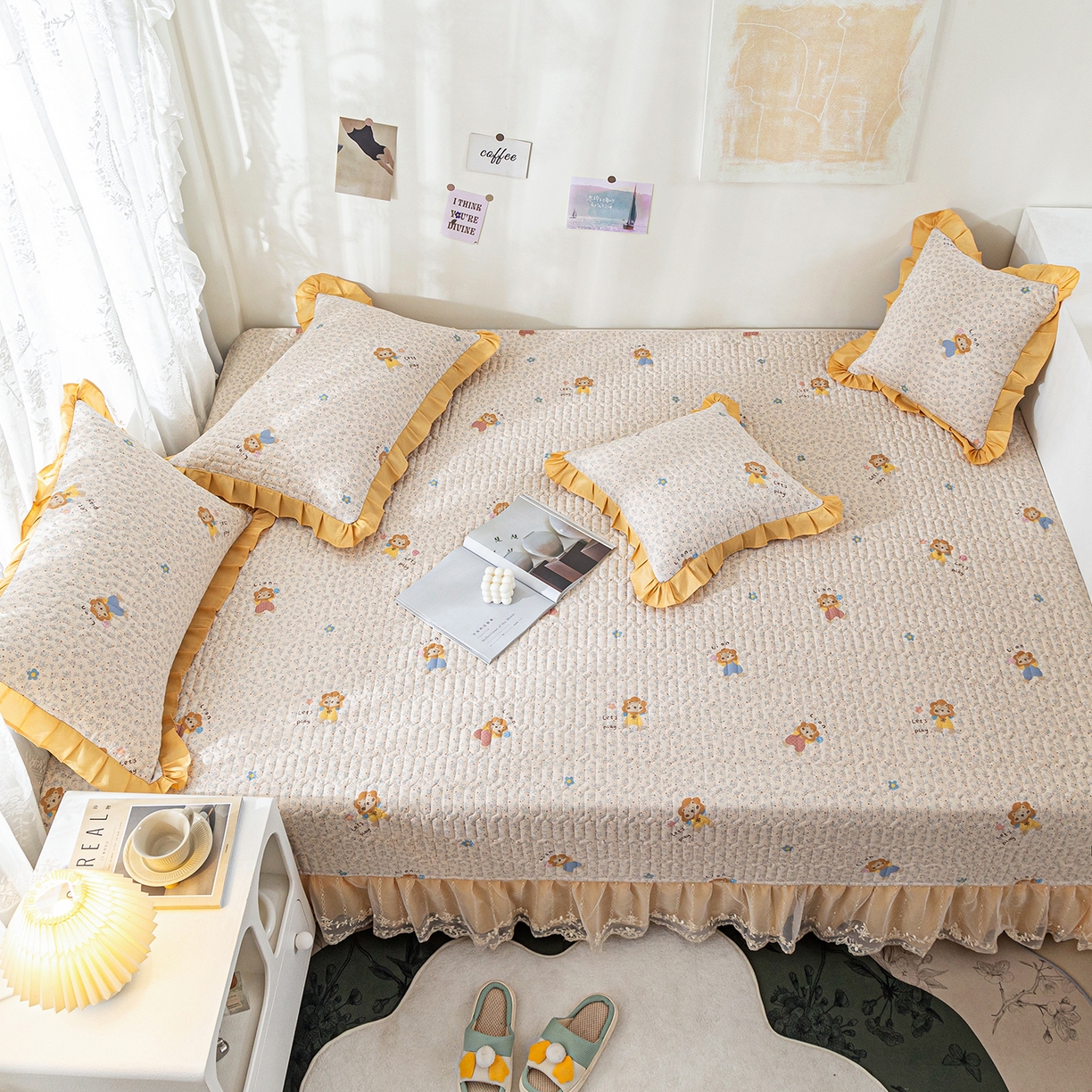 91家纺网 家纺一手货源 找家纺 美优兰 2025新款全棉防滑榻榻米炕垫纯棉床盖三件套 辛巴