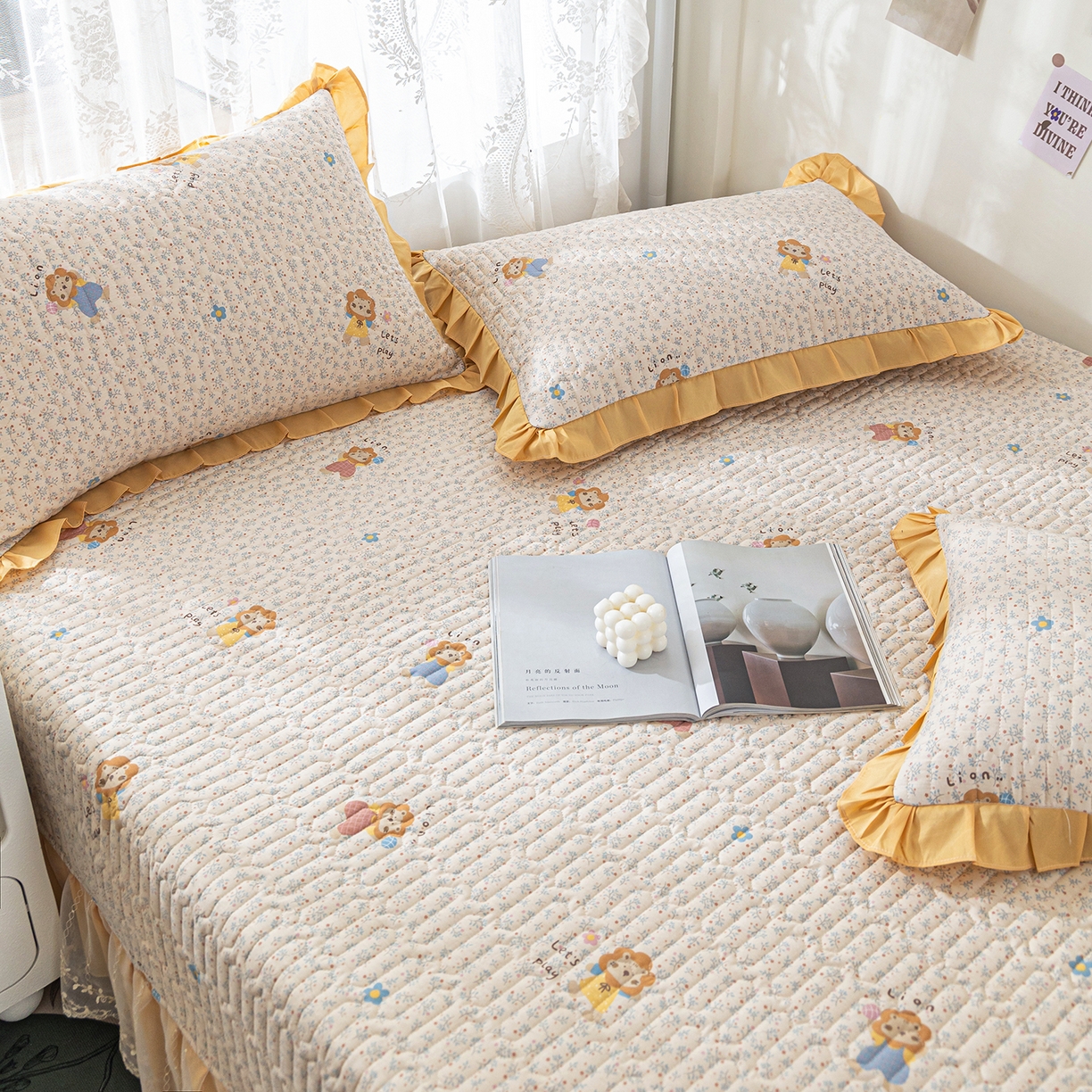 91家纺网 家纺一手货源 找家纺 美优兰 2025新款全棉防滑榻榻米炕垫纯棉床盖三件套 辛巴