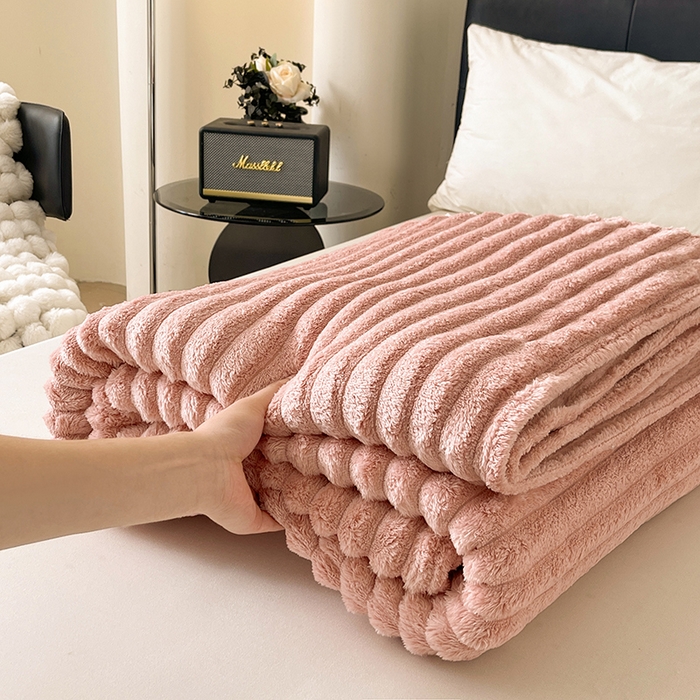 湘之帛 2025新款柔软兔毛绒毛毯盖毯毯子 樱花粉