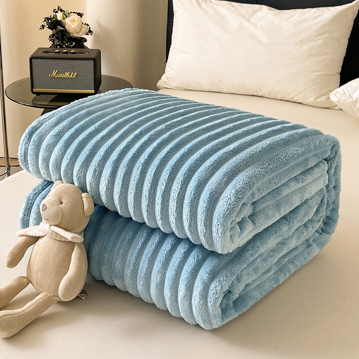 91家纺网 家纺一手货源 找家纺 湘之帛 2025新款柔软兔毛绒毛毯盖毯毯子 牛仔蓝