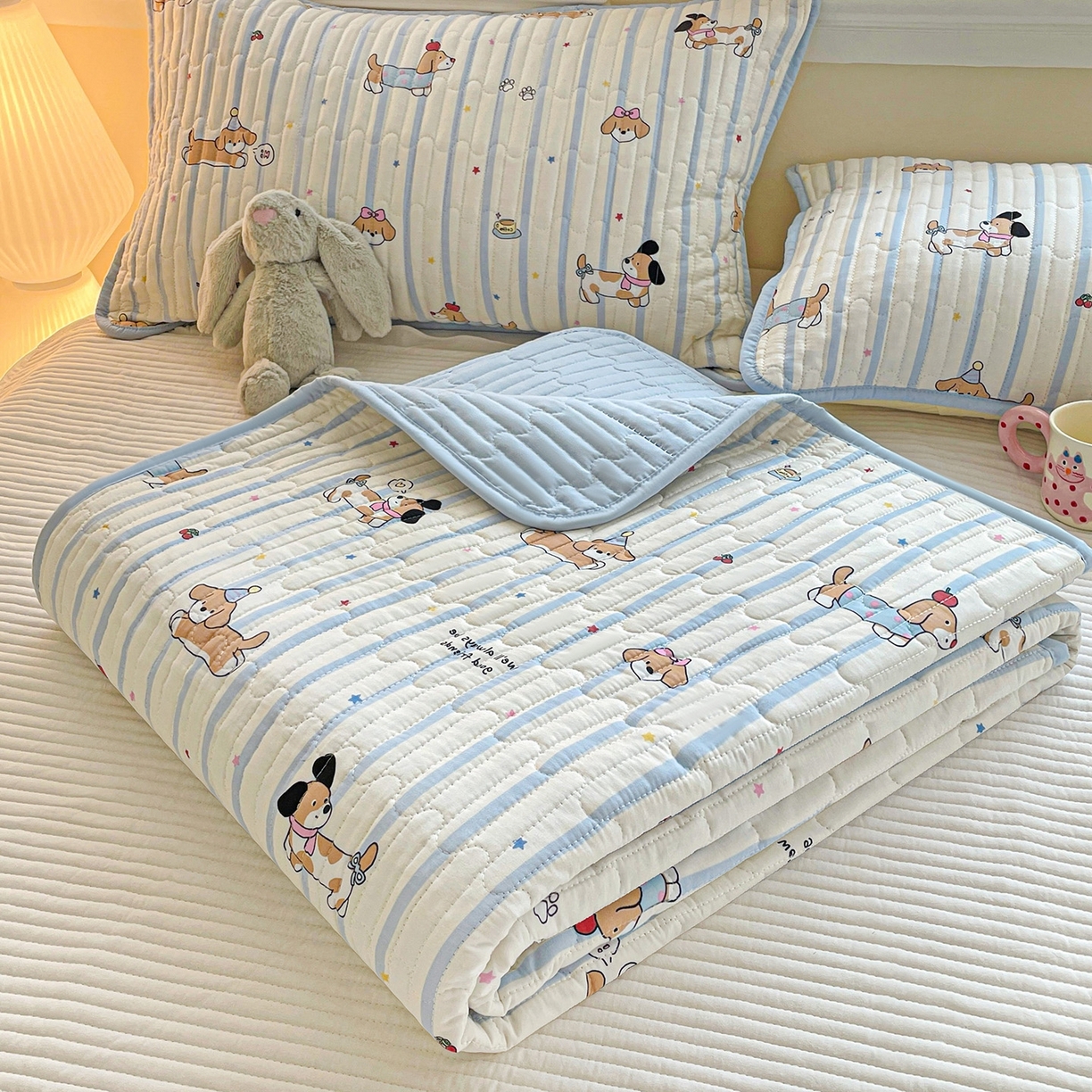 91家纺网 家纺一手货源 找家纺 （总）暖萌 2025新款A类全棉棉花床盖印花三件套