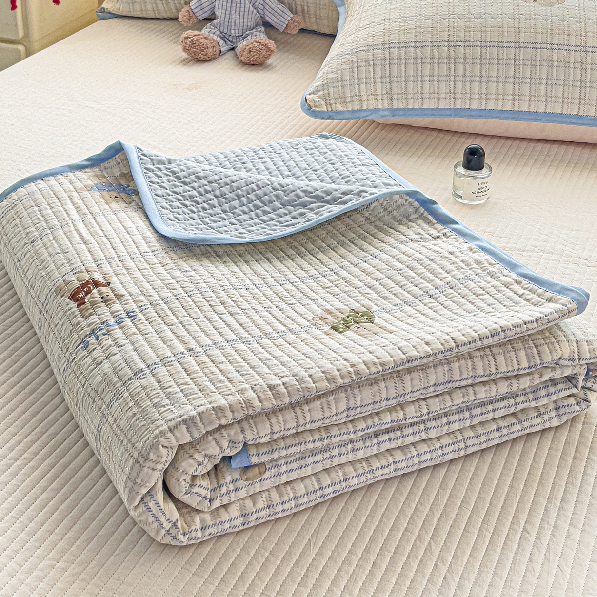 暖萌 2025新款A类全棉棉花床盖印花三件套 比利熊