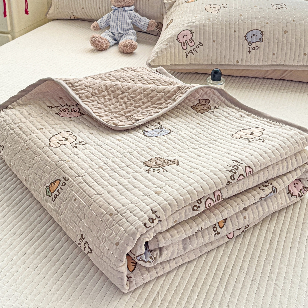 91家纺网 家纺一手货源 找家纺 （总）暖萌 2025新款A类全棉棉花床盖印花三件套